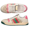 GUCCI SNEAKER LOW SCREENER  CANVAS KALBSLEDER LOGO USED BEIGE-KOMBI