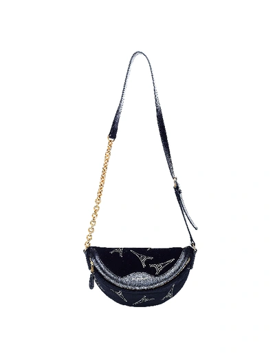 Balenciaga Black Strassed Velvet Souvenirs Bag