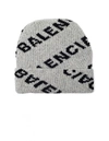 BALENCIAGA BALENCIAGA GREY WOOL LOGO BEANIE,558950/1262