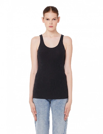 James Perse Grey Cotton Ribbed Tank Top In Black