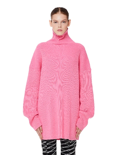 Balenciaga Pink Cotton Rib Knit Sweater