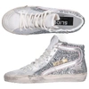 GOLDEN GOOSE HIGH-TOP trainers SLIDE CALFSKIN GLITTER GLITTER LOGO SILVER