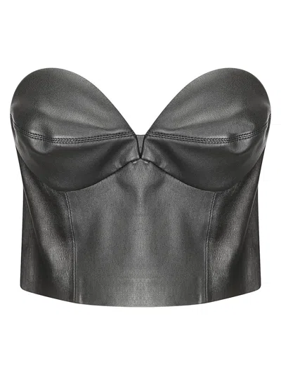 1972 Desa Leather Bustier Top In Black