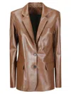 1972 Desa Leather Classic Blazer In Brown