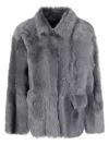 1972 Desa Reversible Shearling Boxy Jacket In Gray