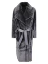 1972 Desa Reversible Shearling Robe Coat In Gray