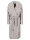 1972 Desa Shearling Robe Coat In Gray