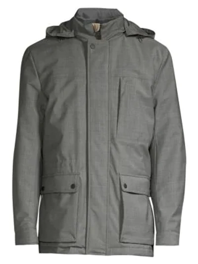 Canali Modern-fit Hooded Wool-blend Coat In Grey
