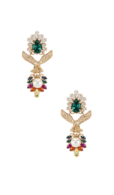 Anton Heunis Crystal Cluster Eagle Pendant Earring In Rainbow & Gold