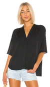 VINCE Shirred V Neck Blouse,VINCE-WS977