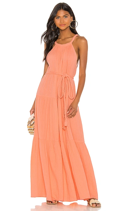 Apiece Apart Escondido Belted Crinkled Cotton-voile Maxi Dress In Peach