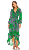 CYNTHIA ROWLEY CYNTHIA ROWLEY LANAI RUFFLE WRAP DRESS IN GREEN.,CROW-WD62