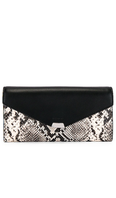 Allsaints Sliver Snake Embossed Leather Wallet On A Chain In Natural