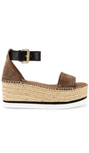 See By Chloé Suede And Leather Espadrille Platform Sandals In Taupe