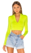 Superdown Nicky Zip Crop Top In Neon Yellow