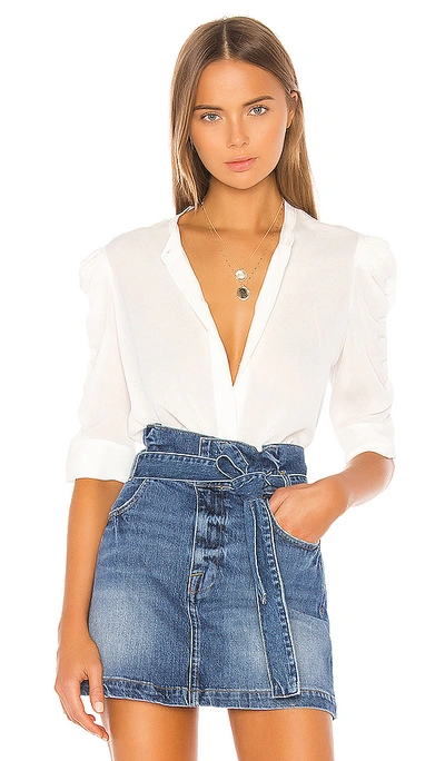 Frame Women's Shirred-sleeve Silk Button Blouse In White