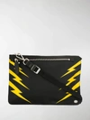 NEIL BARRETT LIGHTNING PRINT LARGE POUCH,PBBO232CM910314187414