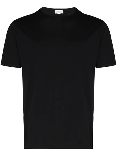 Sunspel Short-sleeve Cotton T-shirt In Black