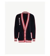 BALMAIN LOGO-APPLIQUÉ WOOL-BLEND CARDIGAN