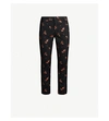 ANN DEMEULEMEESTER WINONA FLORAL-EMBROIDERED STRAIGHT COTTON-BLEND TROUSERS