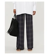 VINCE CHECKED WIDE-LEG WOVEN TROUSERS