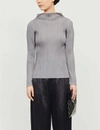 ISSEY MIYAKE BASIC HIGH-NECK PLEATED KNITTED JERSEY TOP