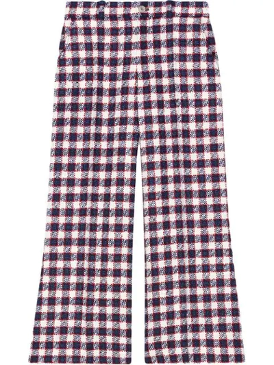 Gucci Checked Tweed Culotte Trousers In Blue