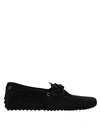 Tod's Black Black Gommini Nubuck Driving Shoes In Black
