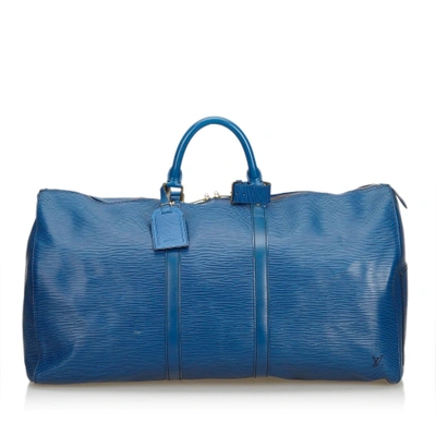 Pre-owned Louis Vuitton Blue Epi Keepall 55
