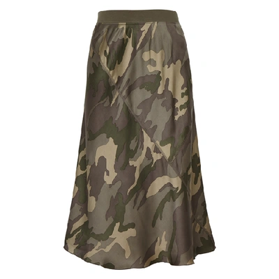 Atm Anthony Thomas Melillo Camouflage-print Silk Midi Skirt In