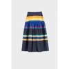 CHINTI & PARKER NAVY SUNSET STRIPE COTTON-SILK MIDI SKIRT,3094139