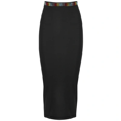 Adam Selman Sport Crystal-embellished Stretch-jersey Midi Skirt In Rainbow,black