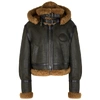 Chloé Cropped Hooded Shearling Jacket In Army Green