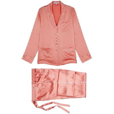 Olivia Von Halle Coco Peach Pink Silk Pyjama Set