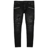 Balmain Dark Grey Distressed Skinny Jeans In 176 Noir