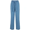 TORY BURCH Blue wide-leg linen-blend trousers