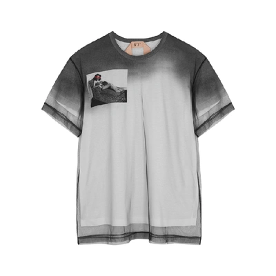 N°21 Tulle-layered Printed Cotton T-shirt