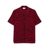SAINT LAURENT Red tiger-print silk shirt