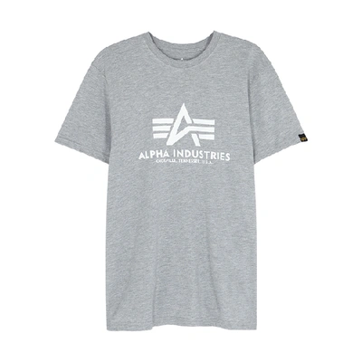 Alpha Industries Grey Logo-print Cotton T-shirt In Light Grey
