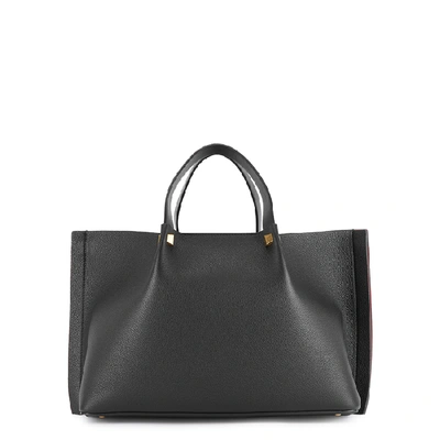 Valentino Garavani Go Logo Escape Medium Leather Tote Bag In Black