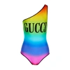 Gucci Multicolor Women's Logo Print One-shoulder Swimsuit