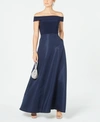 ADRIANNA PAPELL OFF-THE-SHOULDER MIKADO GOWN