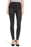 Ag The Mila Super High Waist Skinny Faux Leather Pants In Leatherette Super Black