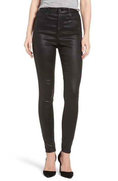 Ag The Mila Super High Waist Skinny Faux Leather Pants In Leatherette Super Black