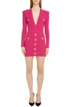 BALMAIN DIAMOND KNIT LONG SLEEVE SWEATER DRESS,SF16262K462