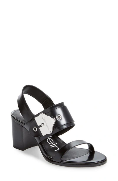 Calvin Klein Carlita Strap Sandal In Black Leather