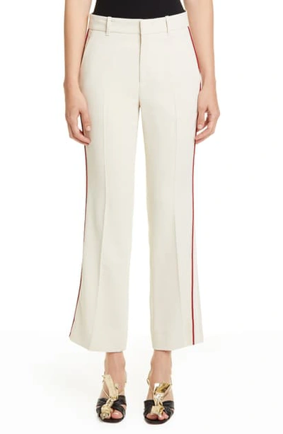Gucci Piped Stretch Cady Crop Bootcut Pants In Gardenia/ Mix