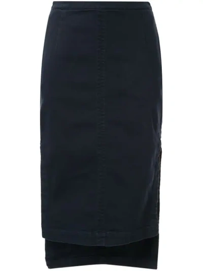 N°21 Slit Midi Pencil Skirt In Blue