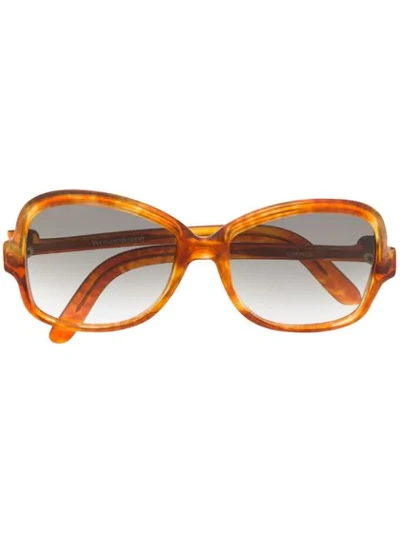 Pre-owned Saint Laurent 1970's Square Gradient Sunglasses In Orange