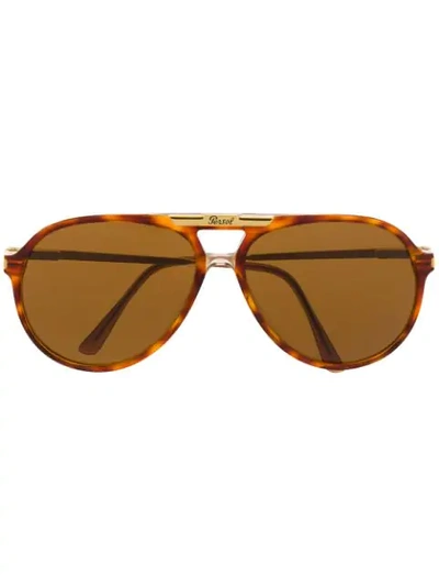 Pre-owned Persol 1970s Aviator Sunglasses In Brown